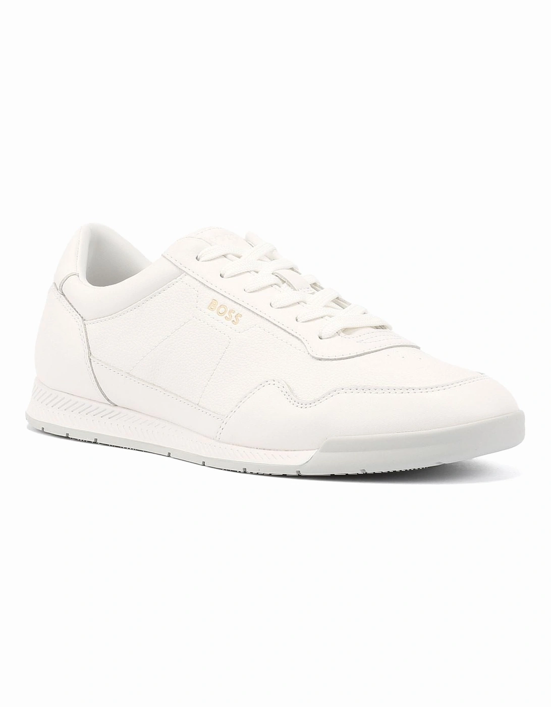 Boss Titanium Leather Men's White Trainers