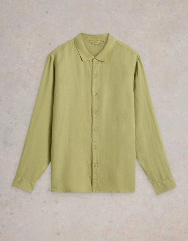 Men's Keswick Long Sleeve Linen Shirt Mid Green