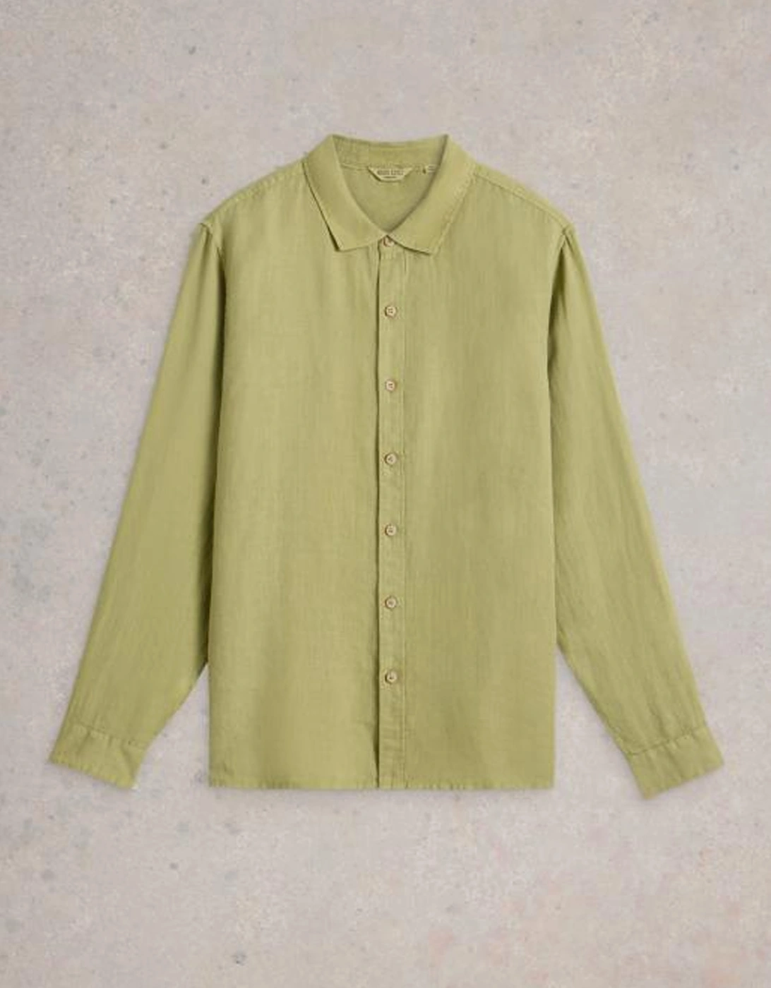 Men's Keswick Long Sleeve Linen Shirt Mid Green, 3 of 2