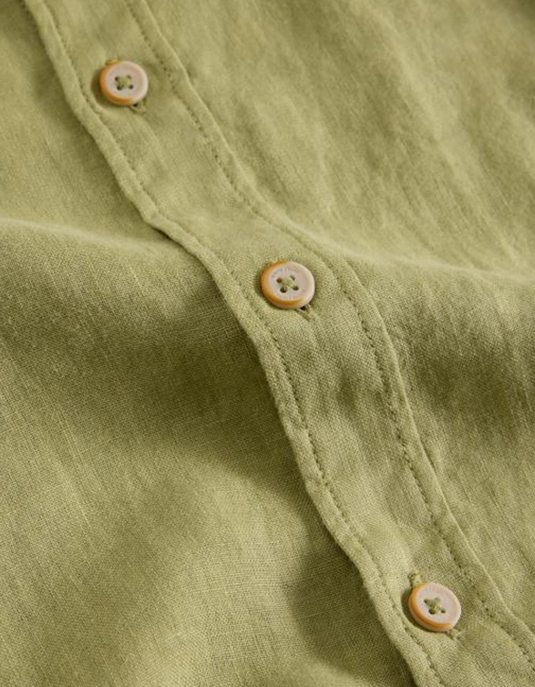 Men's Keswick Long Sleeve Linen Shirt Mid Green