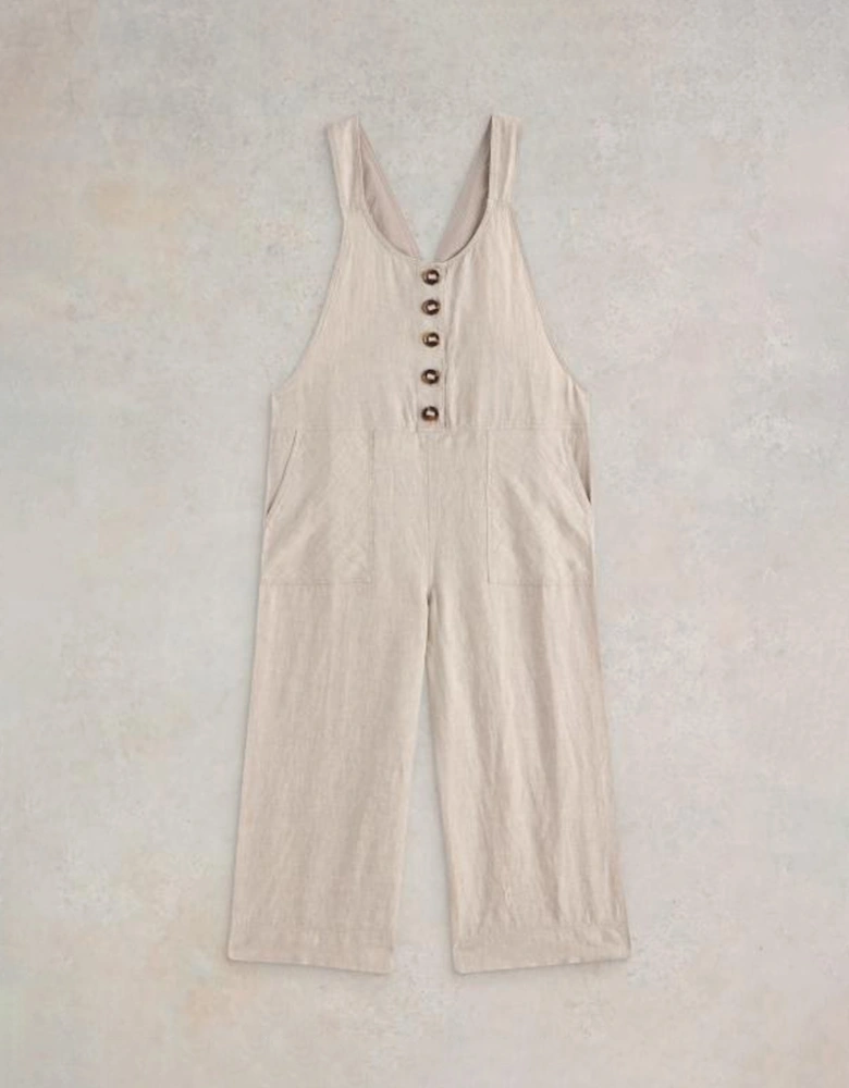 Women's Viola Linen Dungaree Regular Light Natural