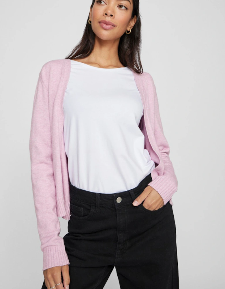 Viril Short Long Sleeve Knit Cardigan Winsome Orchid Melange