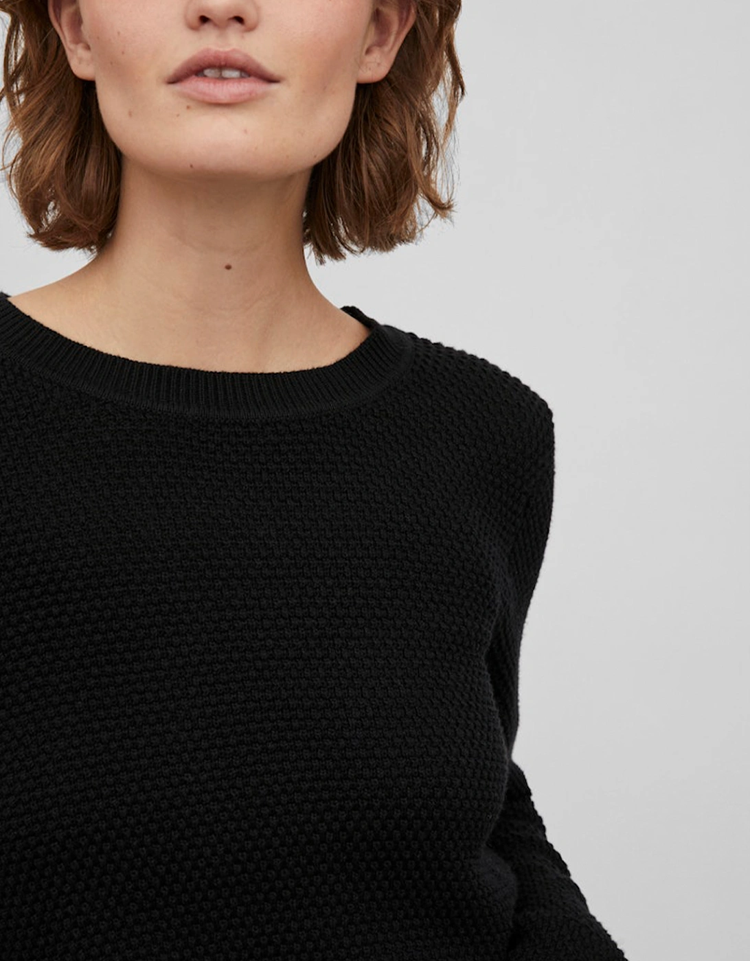 Dalo O-Neck Long Sleeve Knit Top Black