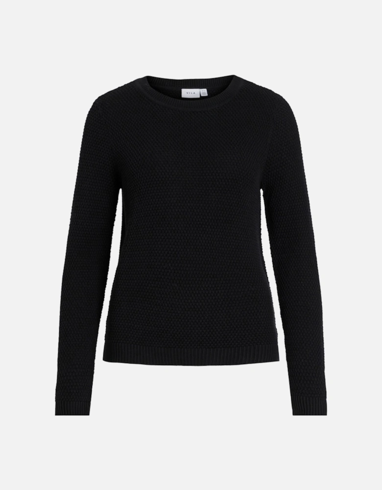 Dalo O-Neck Long Sleeve Knit Top Black