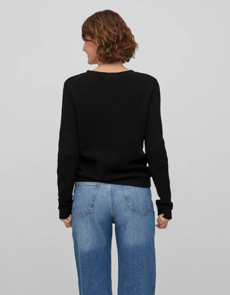 Dalo O-Neck Long Sleeve Knit Top Black