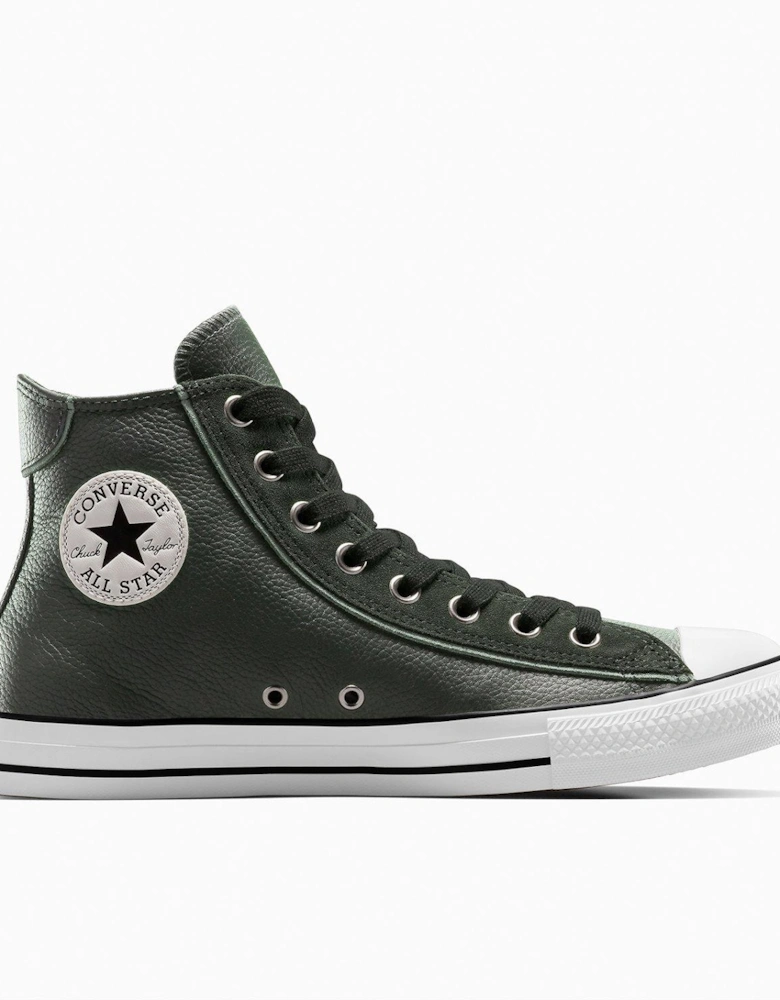 Mens Chuck Taylor All Star Wide Hi Top Leather Trainers - Black