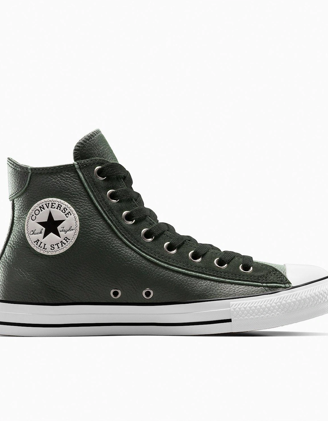 Mens Chuck Taylor All Star Wide Hi Top Leather Trainers - Black, 8 of 7