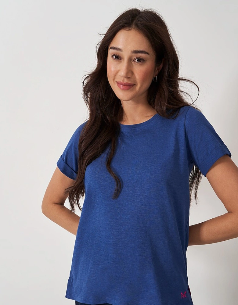 Women's Perfect Crew Neck Slub T-Shirt Dark Blue