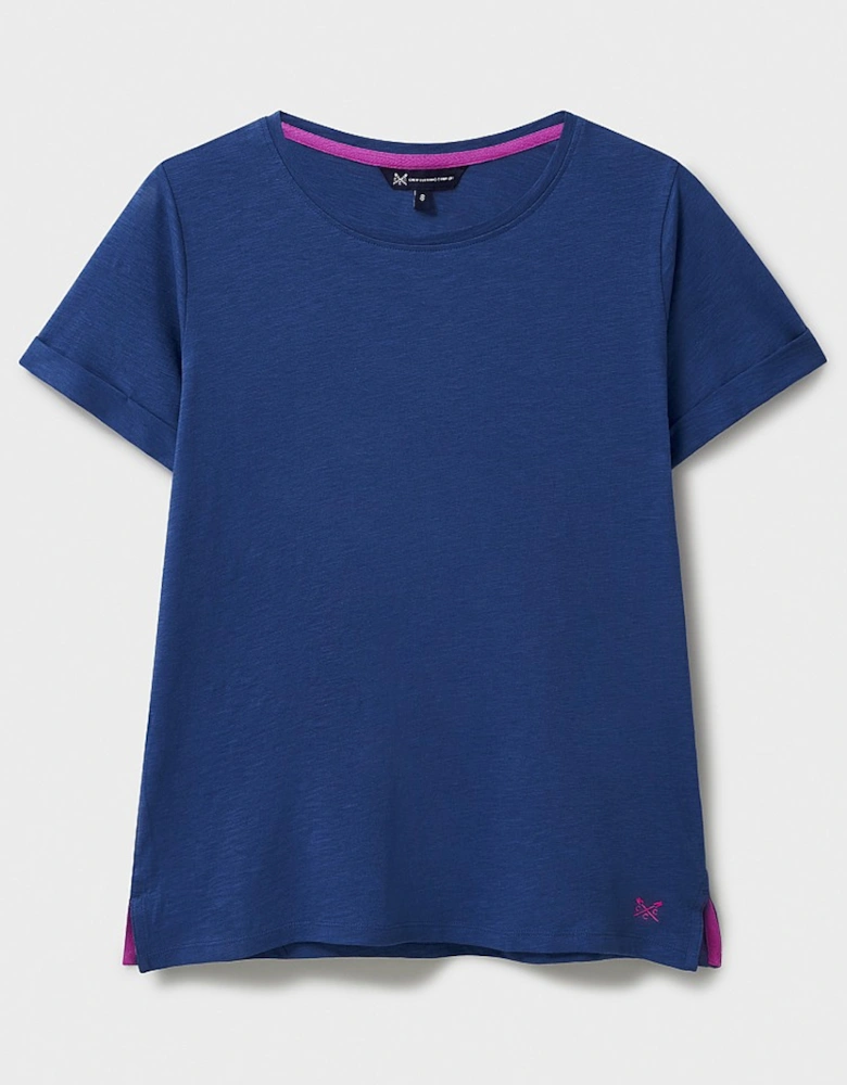 Women's Perfect Crew Neck Slub T-Shirt Dark Blue