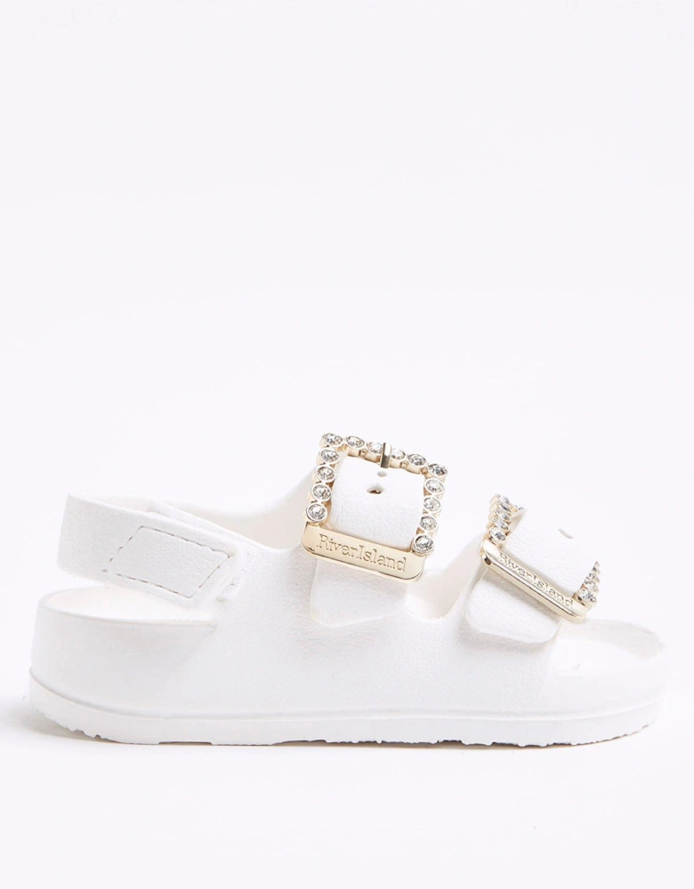 Girls Double Buckle Sandals - White