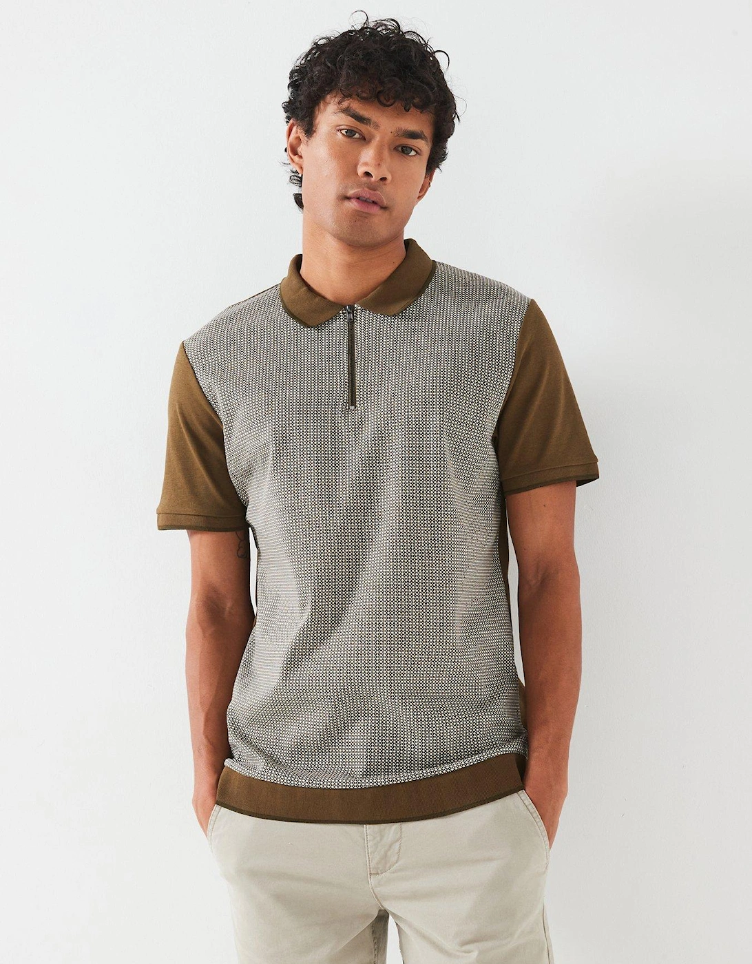 Geo Zip Neck Polo - Natural, 7 of 6