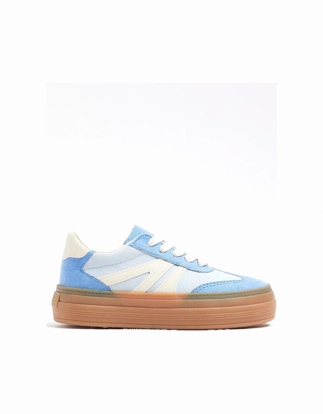 Girls Suedette Lace Trainers - Baby Blue, 2 of 1