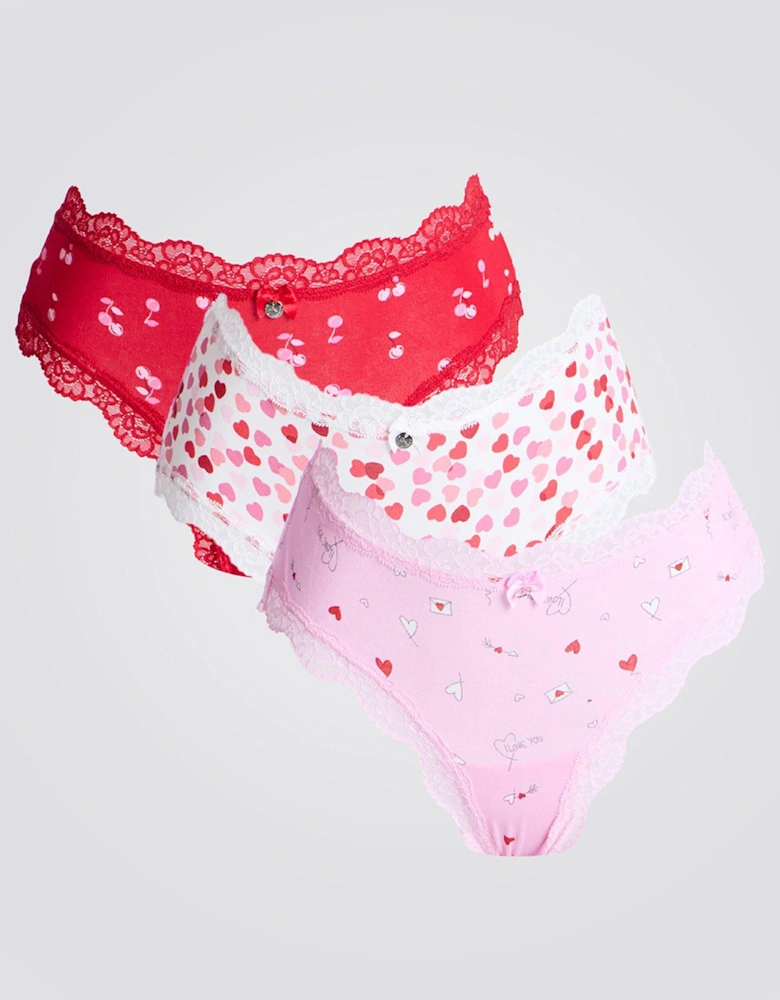 Valentines Printed 3 Pack Briefs - Multicoloured - Multi