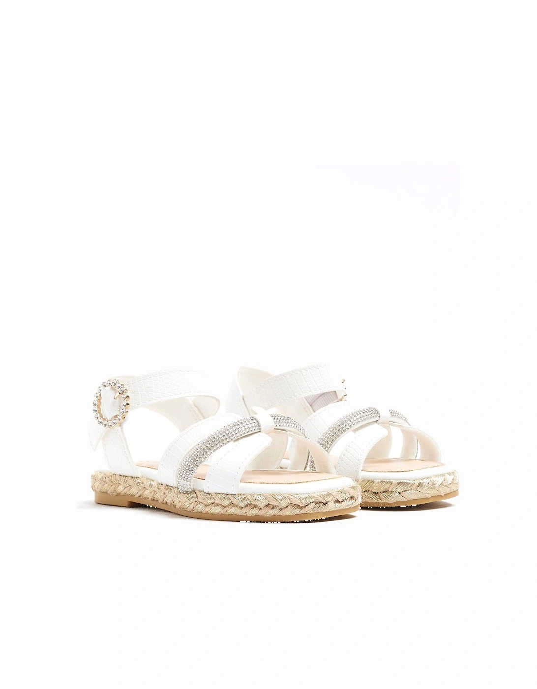 Girls Diamante Espadrille Sandals - White, 2 of 1