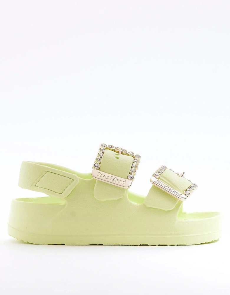 Mini Girls Double Buckle Sandals - Lime Green