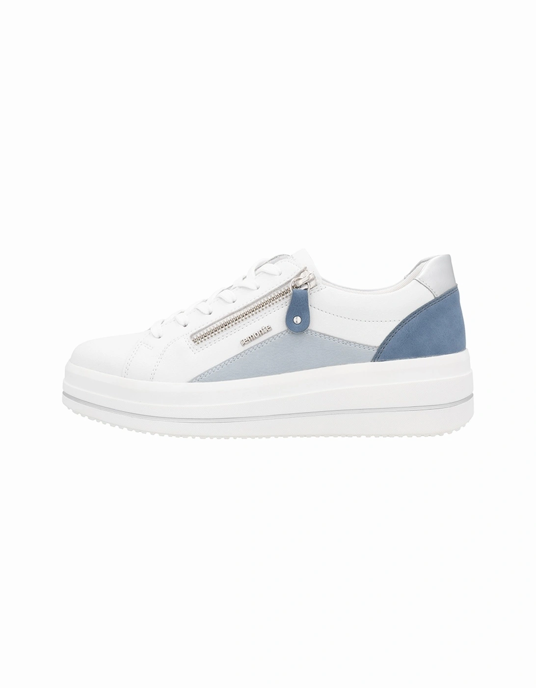 D1C01-84 Women's Zip Shoes White/Blue/Silver