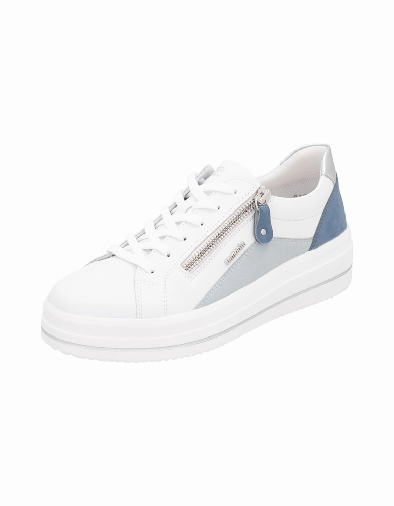 D1C01-84 Women's Zip Shoes White/Blue/Silver