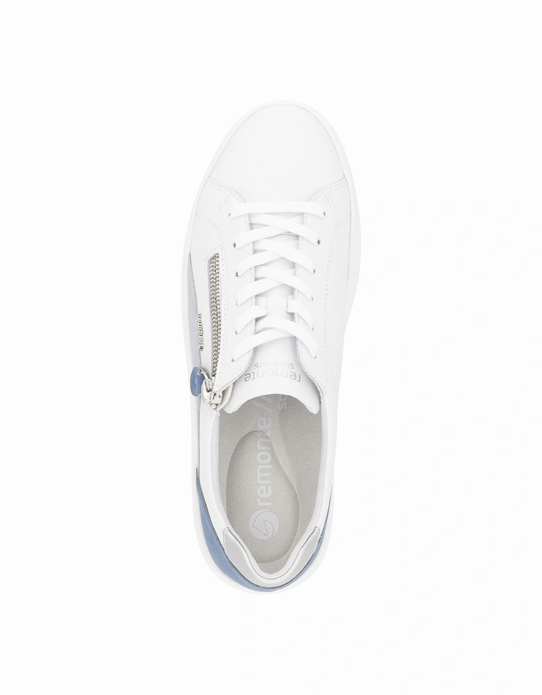 D1C01-84 Women's Zip Shoes White/Blue/Silver