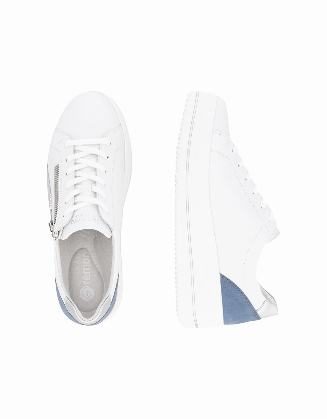 D1C01-84 Women's Zip Shoes White/Blue/Silver