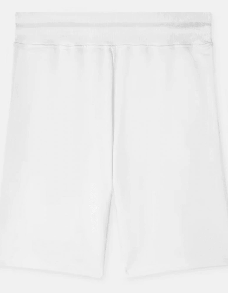 Cotton Metal Logo Oversized Fit White Shorts