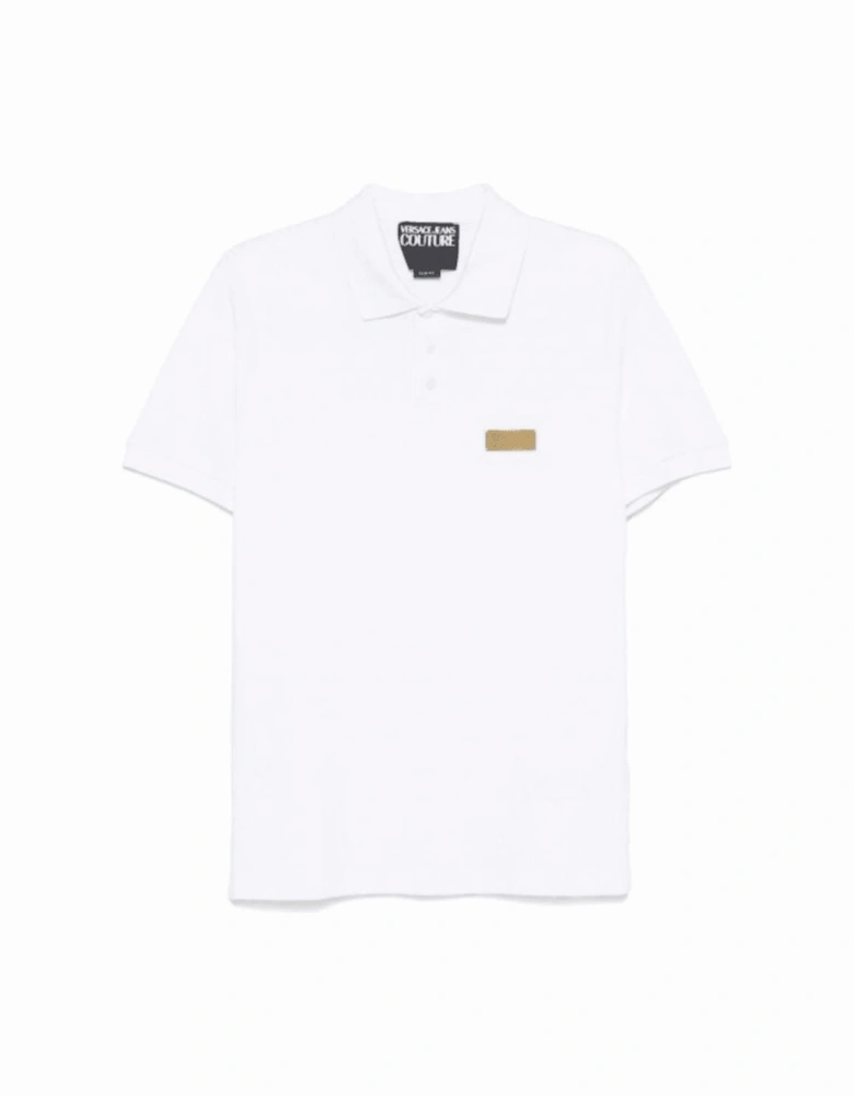 Cotton Metal Logo White/Gold Polo Shirt