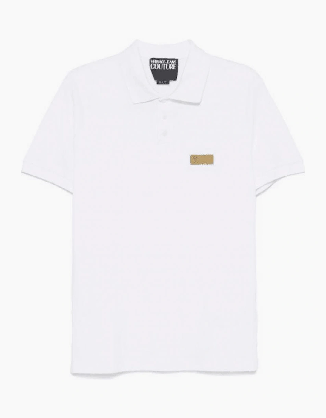 Versace Men's Cotton Metal Logo White/Gold Polo Shirt - Size: 38