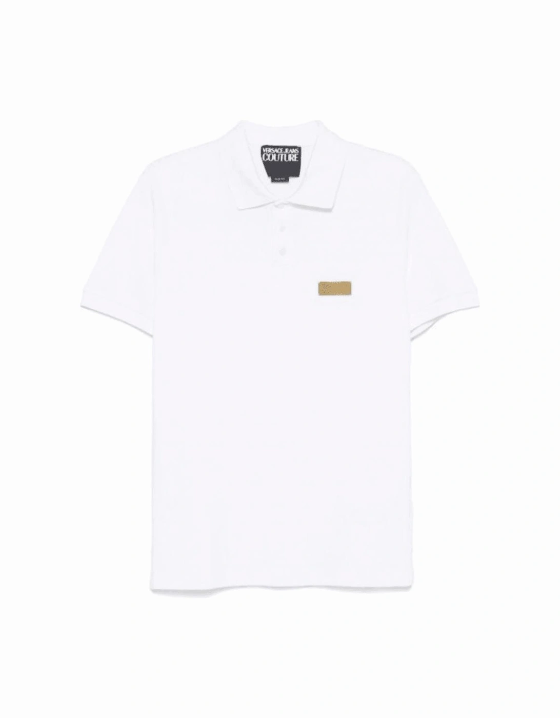 Cotton Metal Logo White/Gold Polo Shirt, 3 of 2