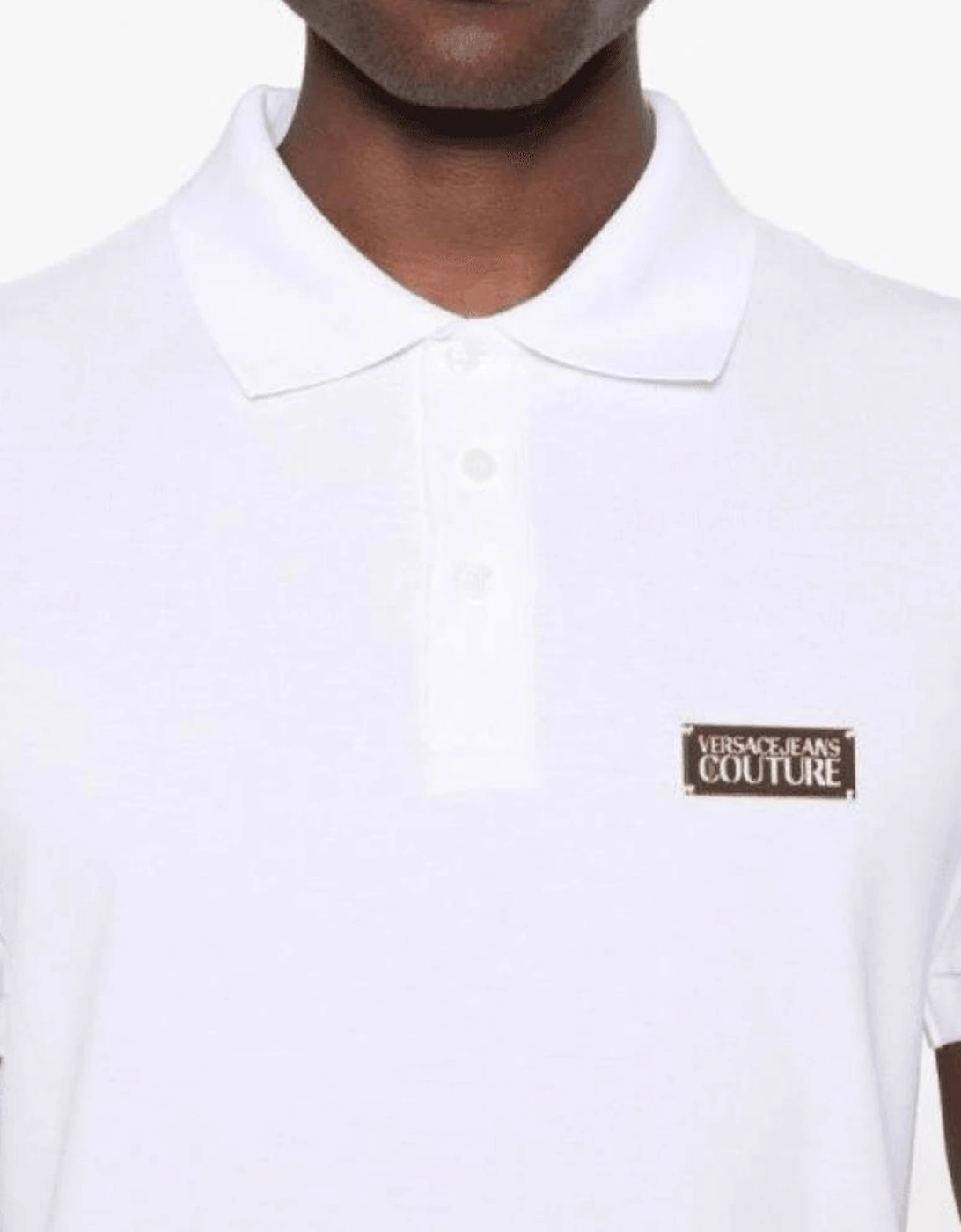 Cotton Metal Logo White/Gold Polo Shirt