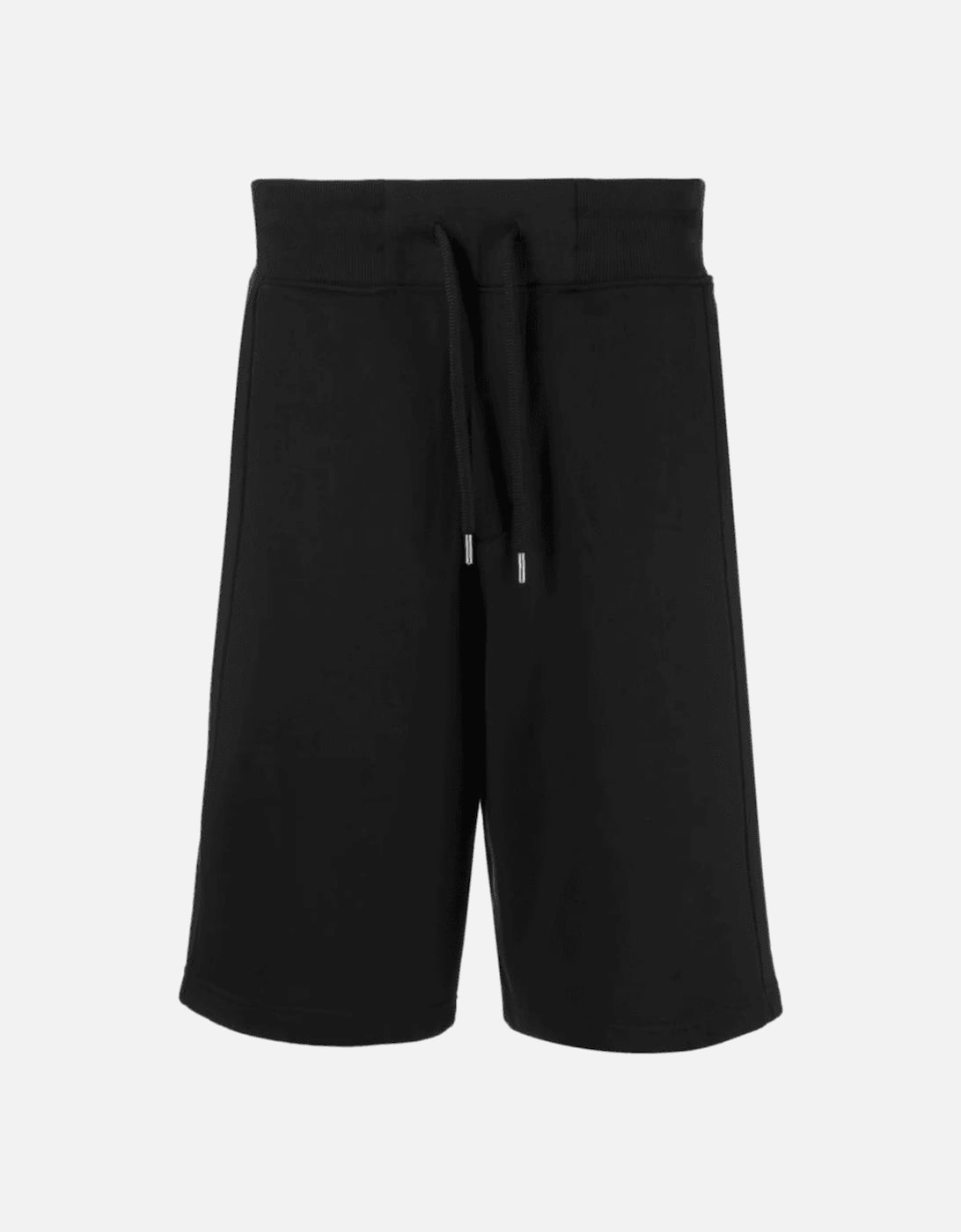 Cotton Metal Logo Oversized Fit Black Shorts, 2 of 1