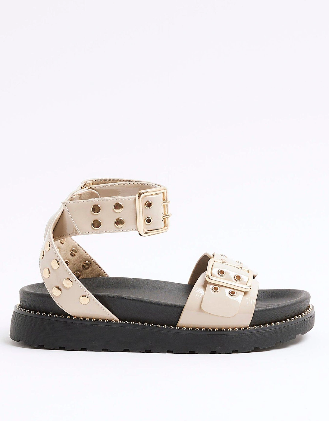 Girls Studded Chunky Strapped Sandals - Beige, 2 of 1