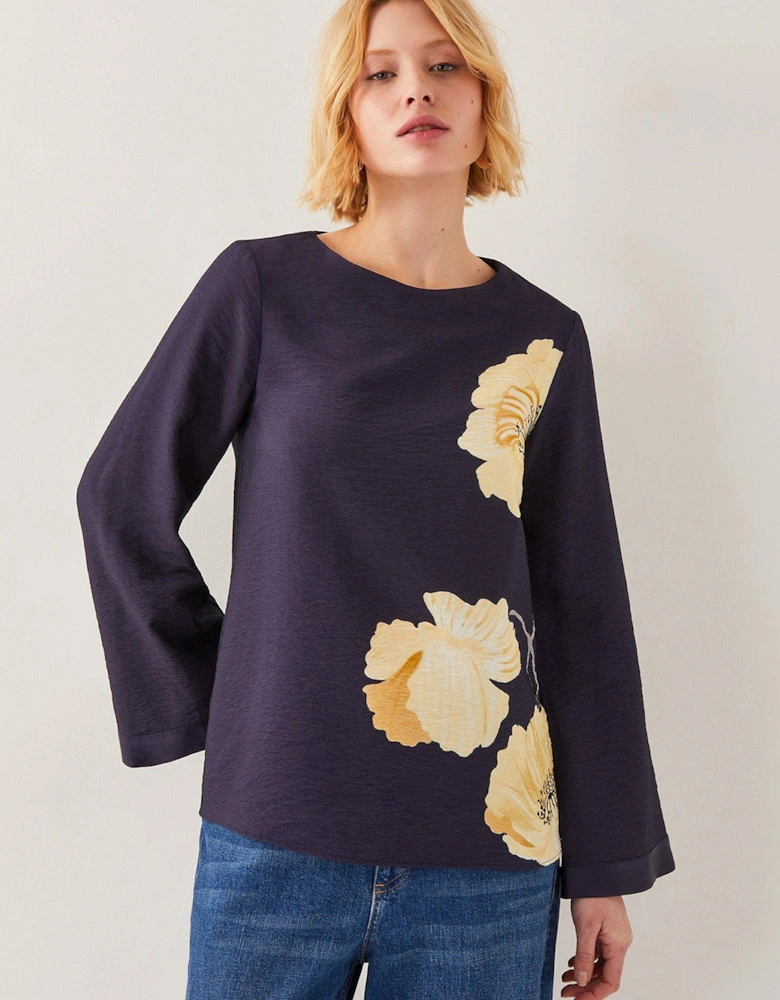 Fearne Flower Top - Navy