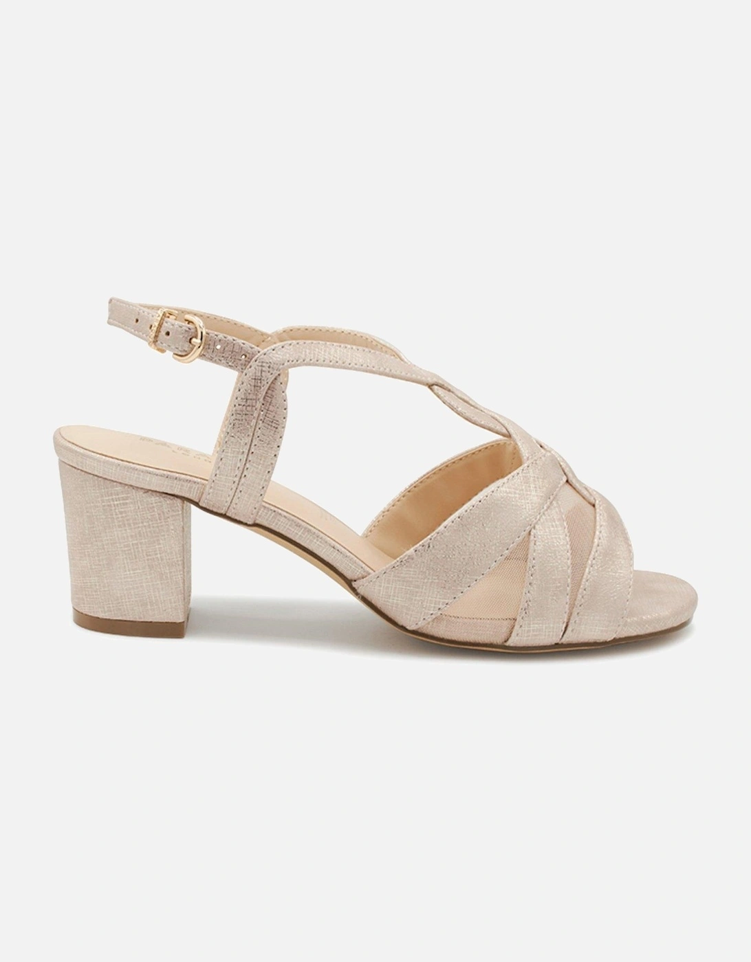 Narelle Wide Fit Shimmer Heeled Sandal - Nude, 2 of 1