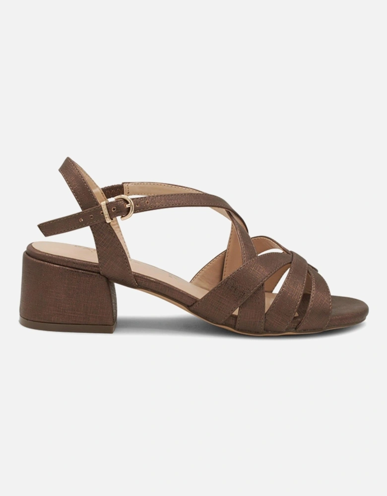 Nerissa Wide Fit Shimmer Heeled Sandal - Bronze