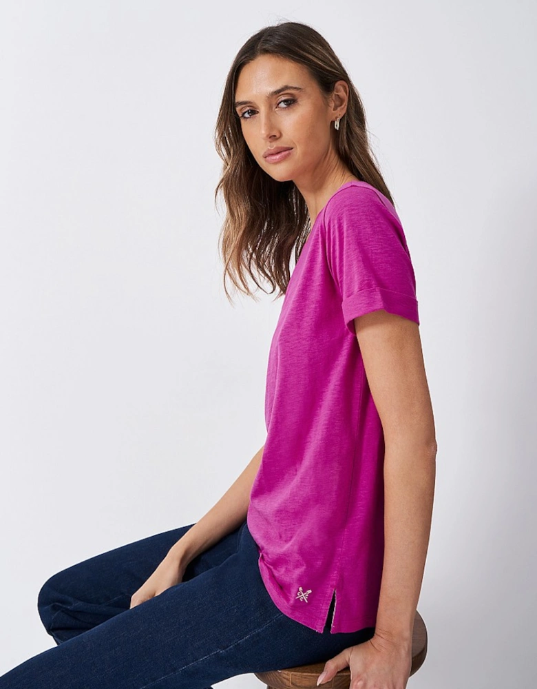 Women's Perfect Crew Neck Slub T-Shirt Rose Violet