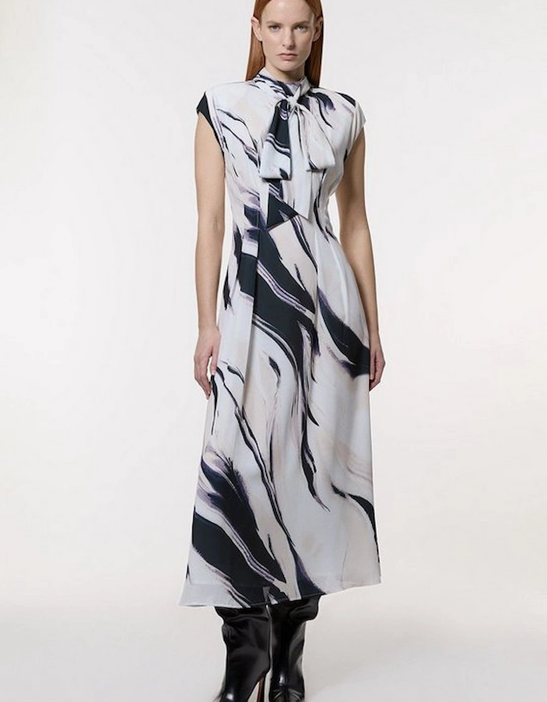 Printed Georgette Pleated Woven Maxi Dress, 5 of 4