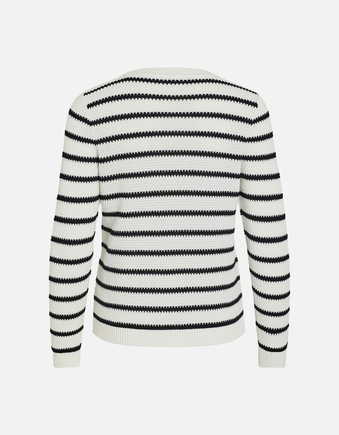 Dalo O-Neck Long Sleeve Stripe Knit Pullover White Alyssum/Black