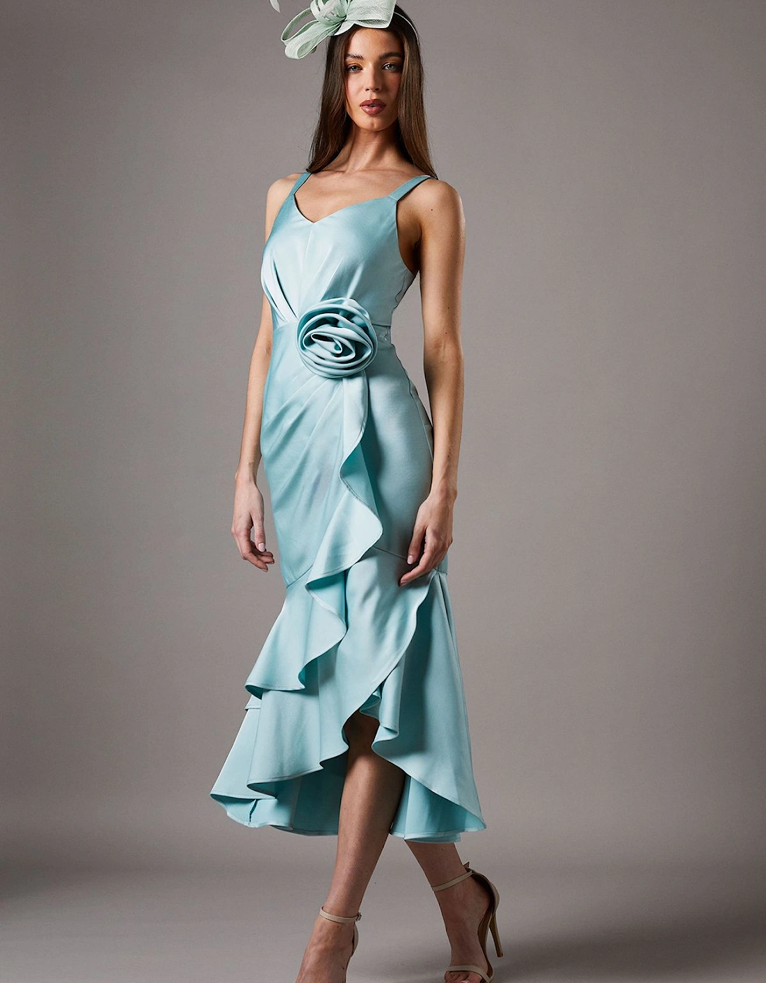 Petite Corsage Crepe Ruffle Dress, 5 of 4