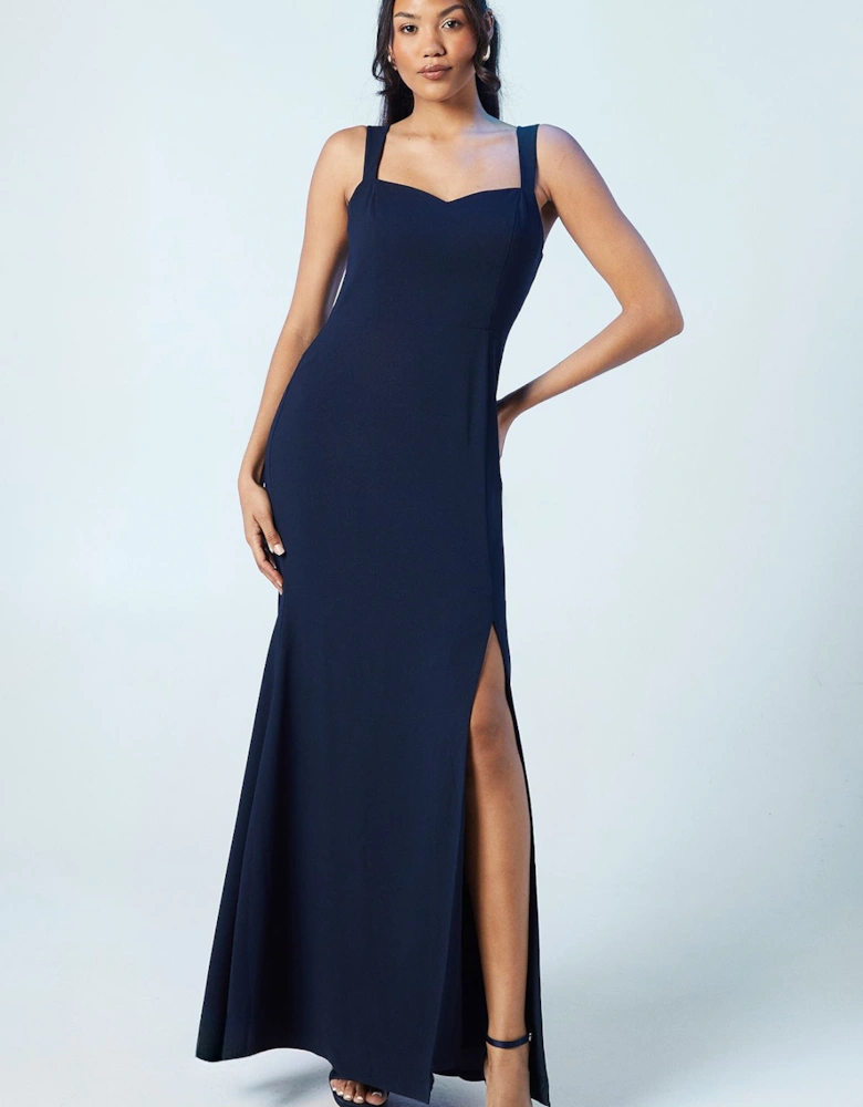 Cut Out Back Detail Crepe Bridesmaid Dress