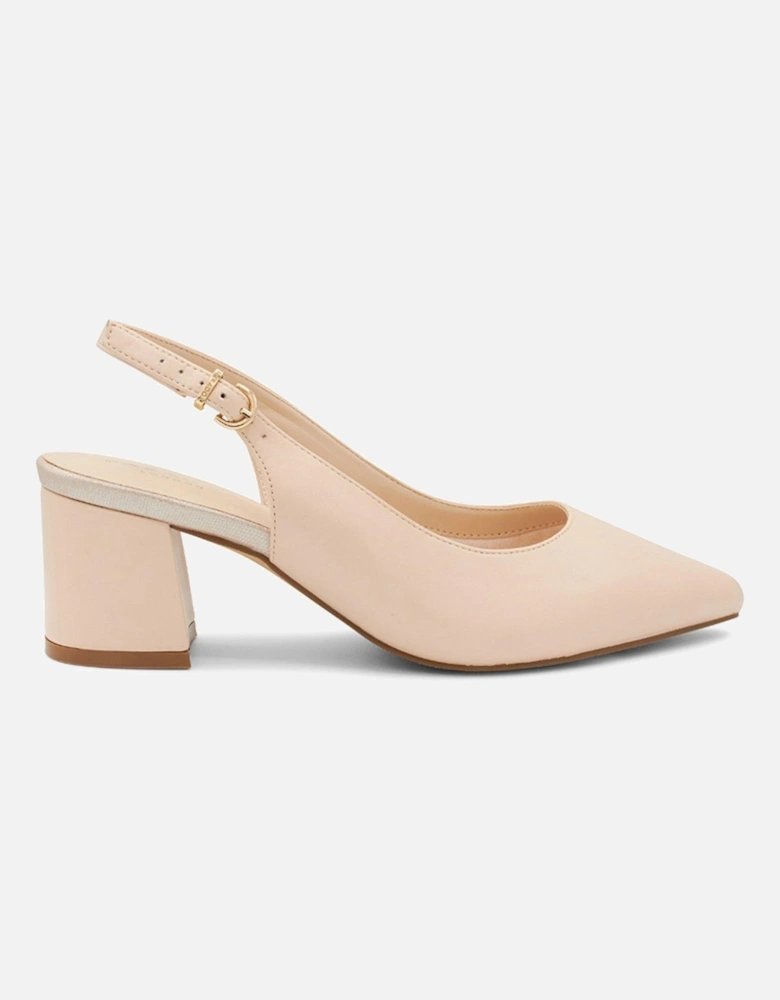 Flynn Wide Fit Faux Leather Heeled Shoe - Nude