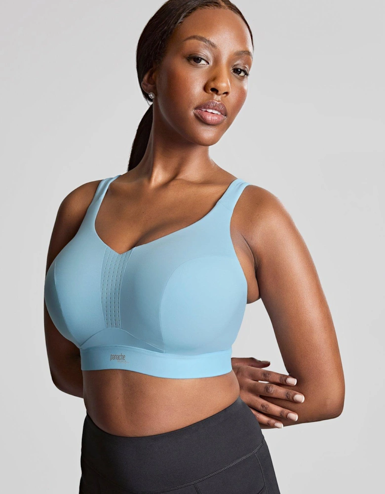 Endurance Pale Blue High Impact Wired Non Padded Sport Bra - Sky Blue