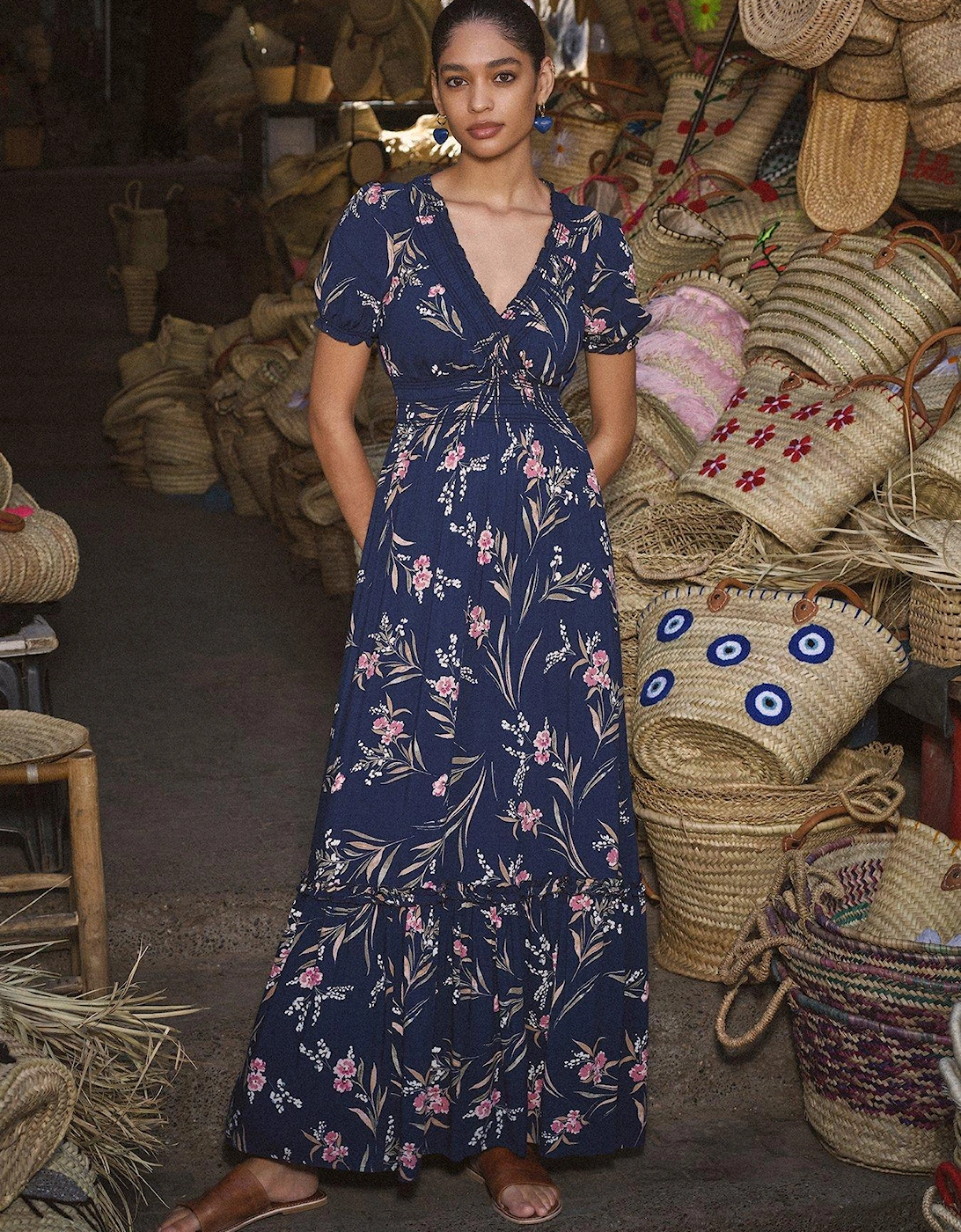 Watercolor Floral Smock Maxi Drs, 2 of 1