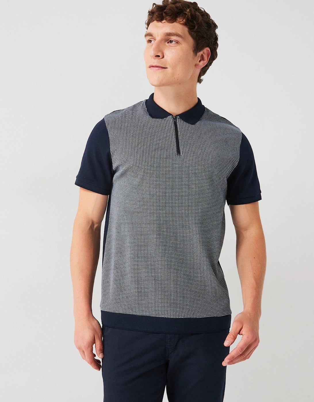 Geo Zip Neck Polo - Navy, 5 of 4