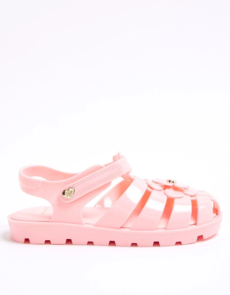 Girls Floral Jelly Sandals - Light Pink