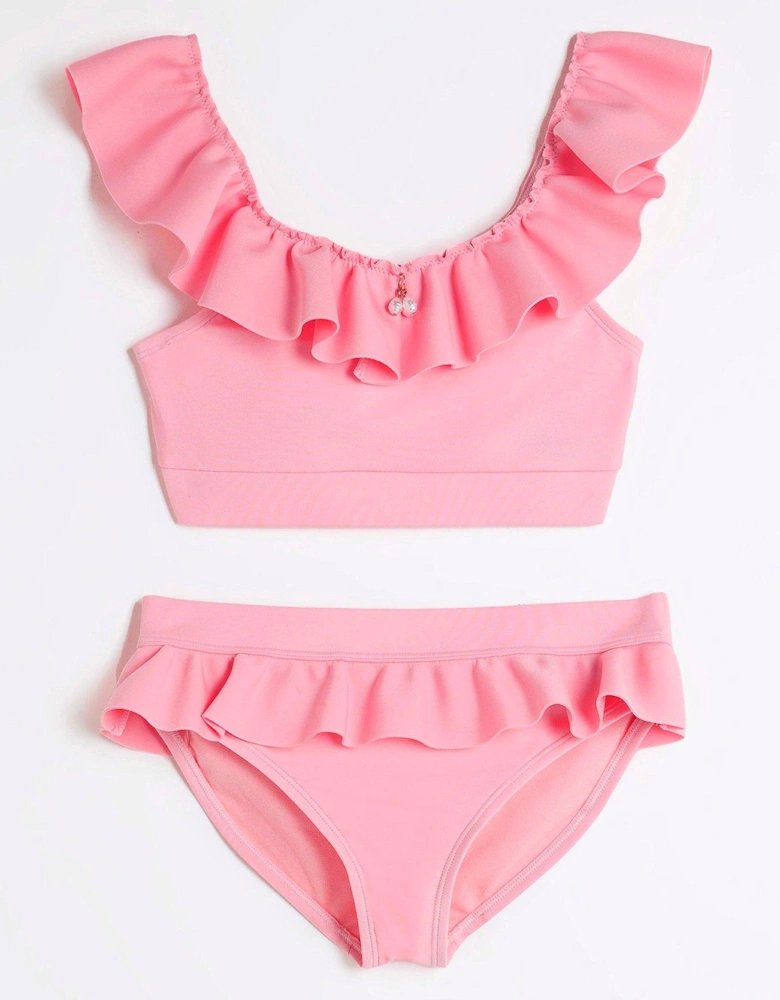 Girls Shoulder Bikini Set - Light Pink