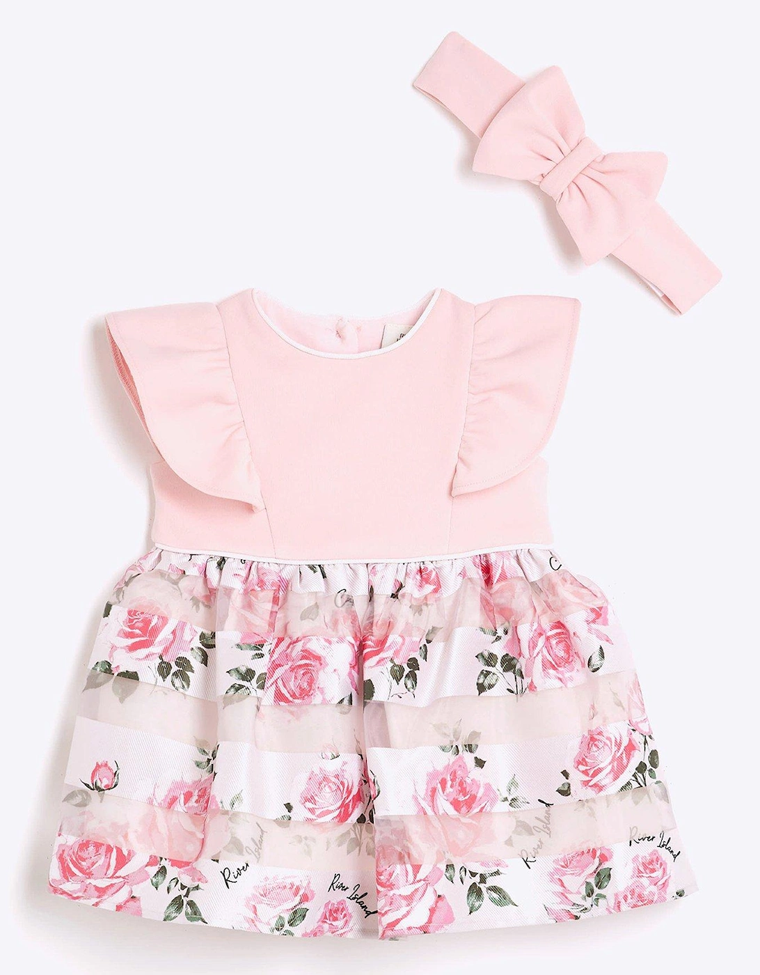 Baby Girls Floral Dress And Hairband Set - Light Pink, 2 of 1