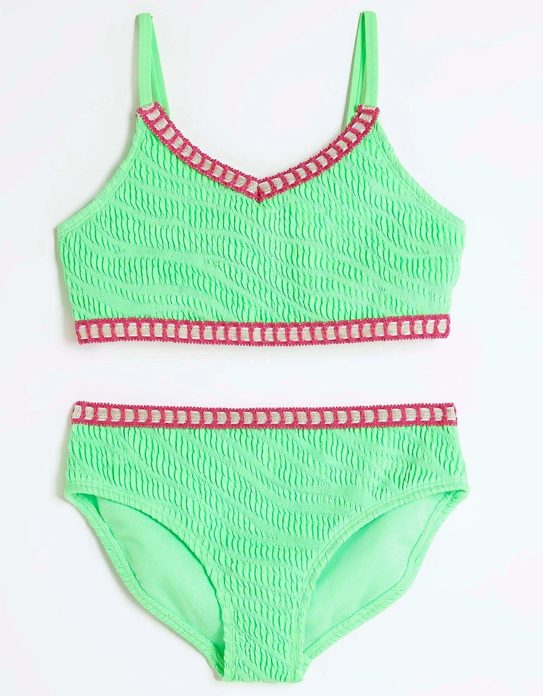 Girls Blanket Stitch Bikini Set - Green, 2 of 1