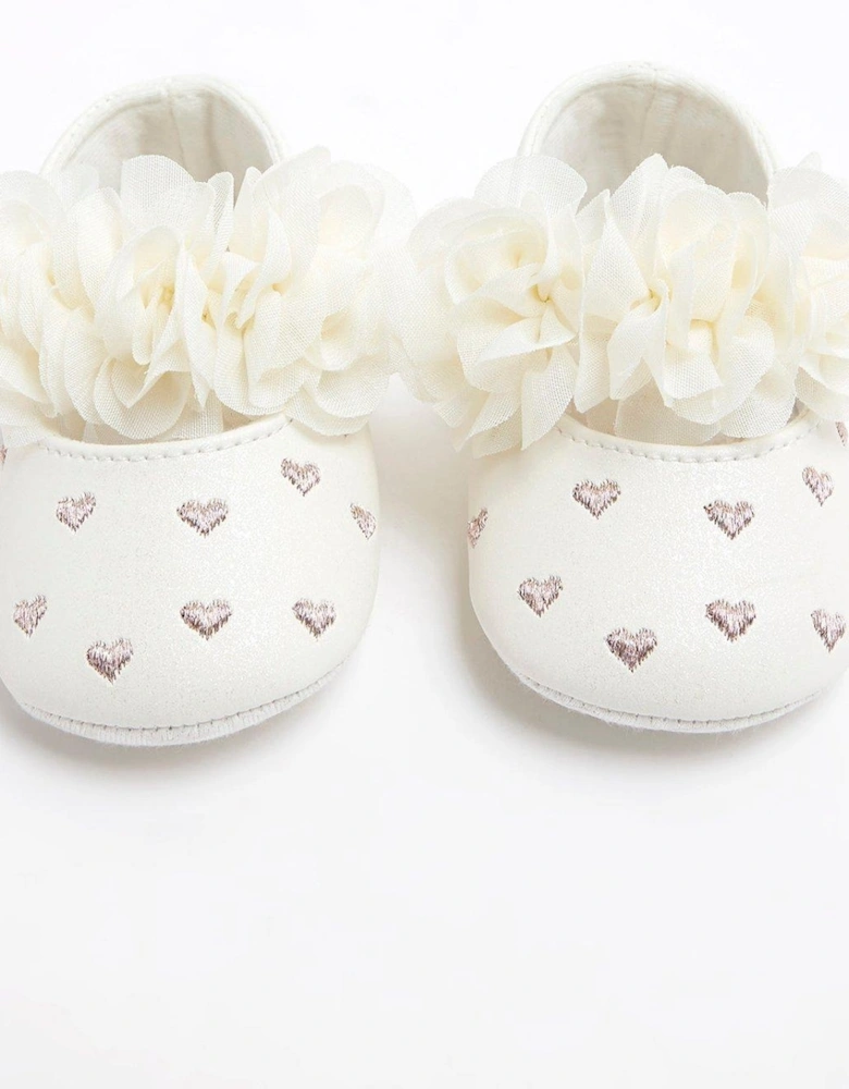 Baby Girls Flower Ballet Pumps - Cream