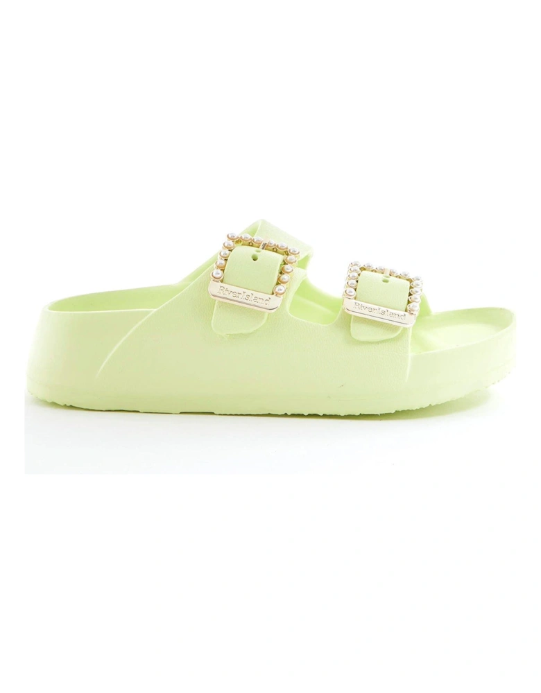 Girls Pearl Moulded Sandals - Lime Green