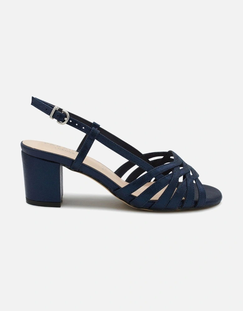 Nicolette Wide Fit Metallic Heeled Sandal - Navy