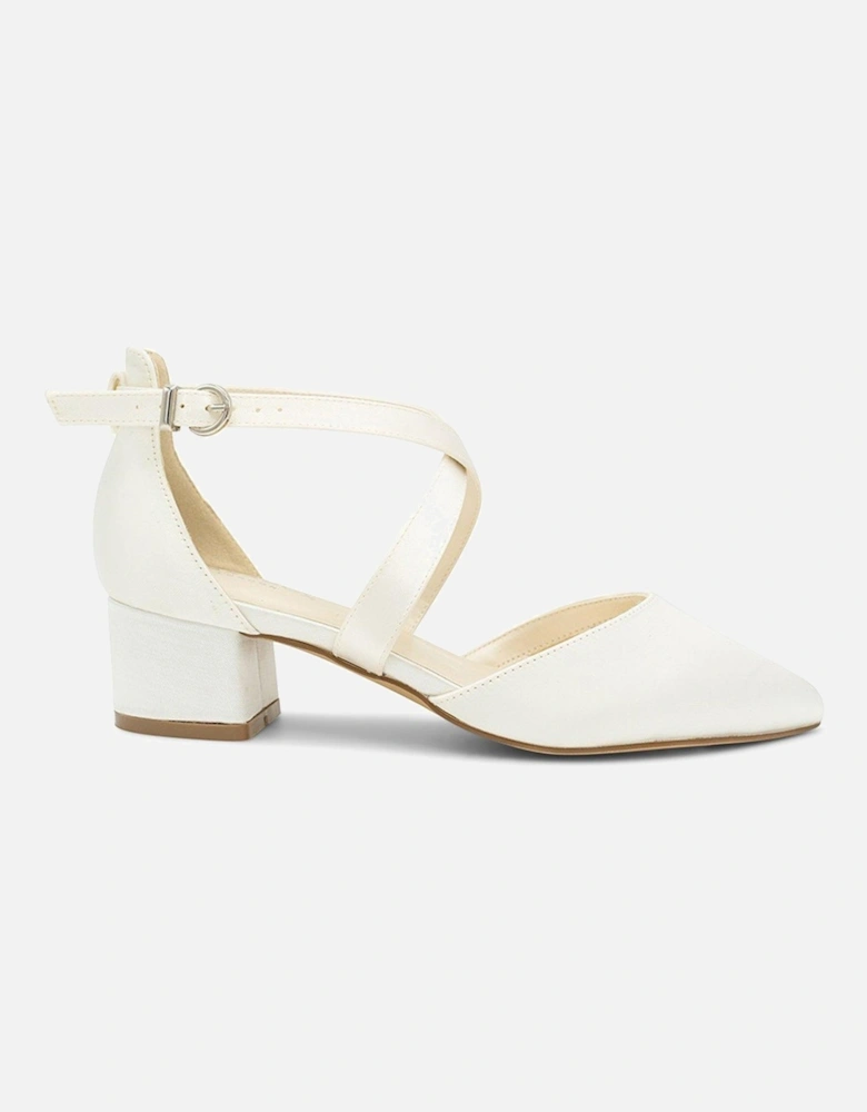 Blanche Wide Fit Satin Heeled Shoe - White